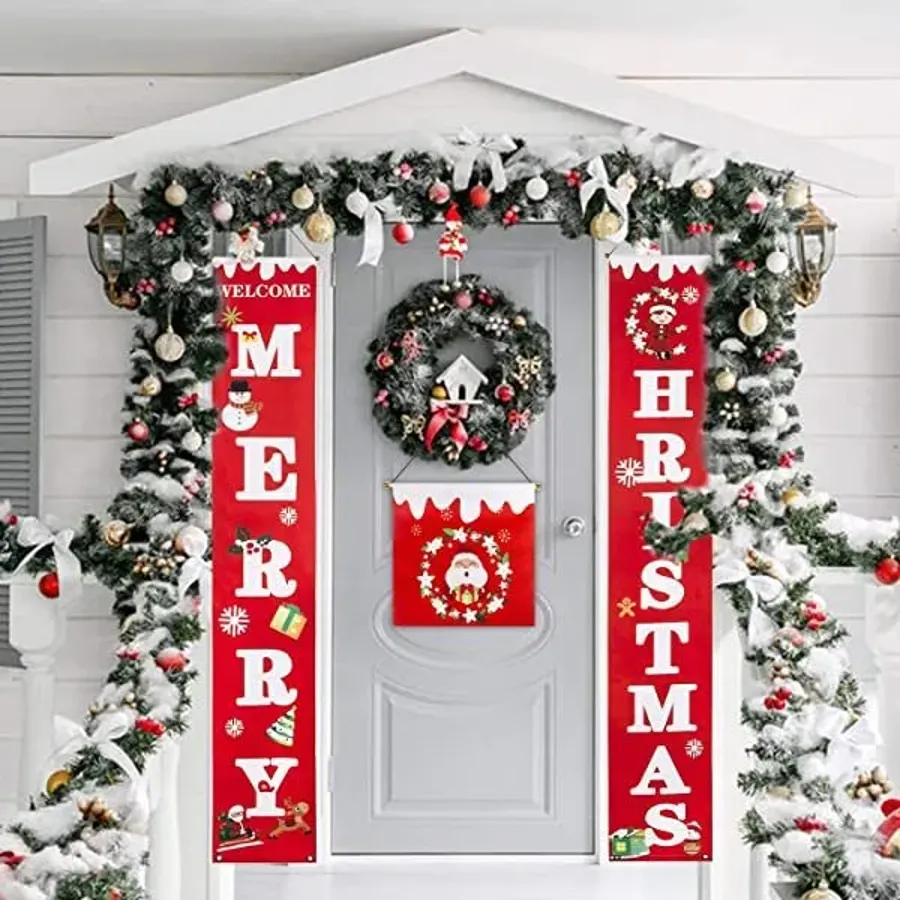 Christmas Banner for Home | Christmas Porch Sign Decorations