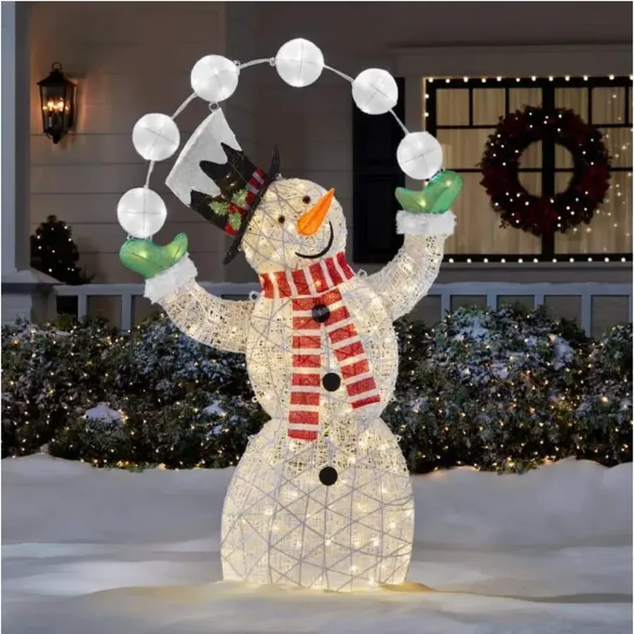 6 ft Warm White-Cool White LED Juggling Snowman | Holiday Yard Decoration