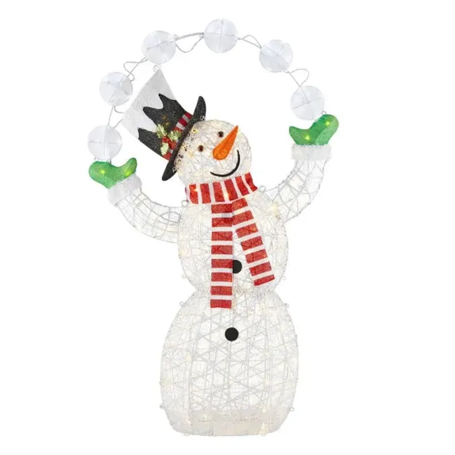 6 ft Warm White-Cool White LED Juggling Snowman | Holiday Yard Decoration