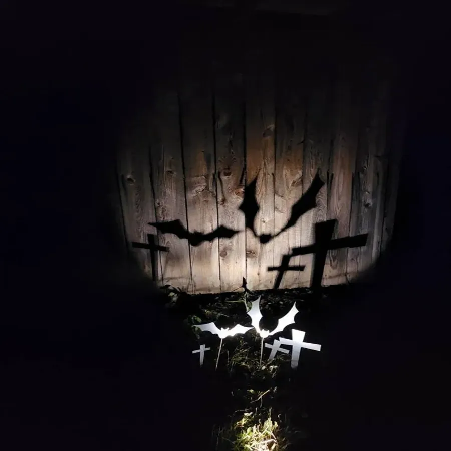 4Pc Set Halloween Graveyard W/ Bats and Crosses to Cast Shadows on Your Home