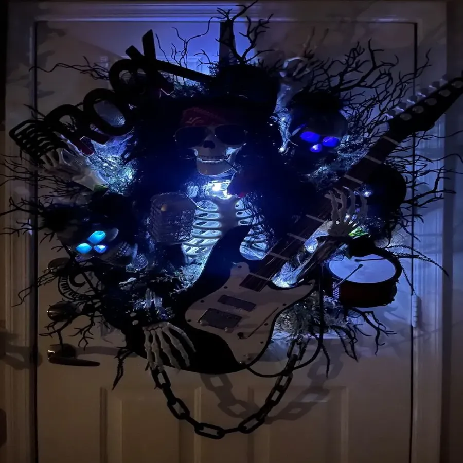 Rock N Roll Skeleton Wreath