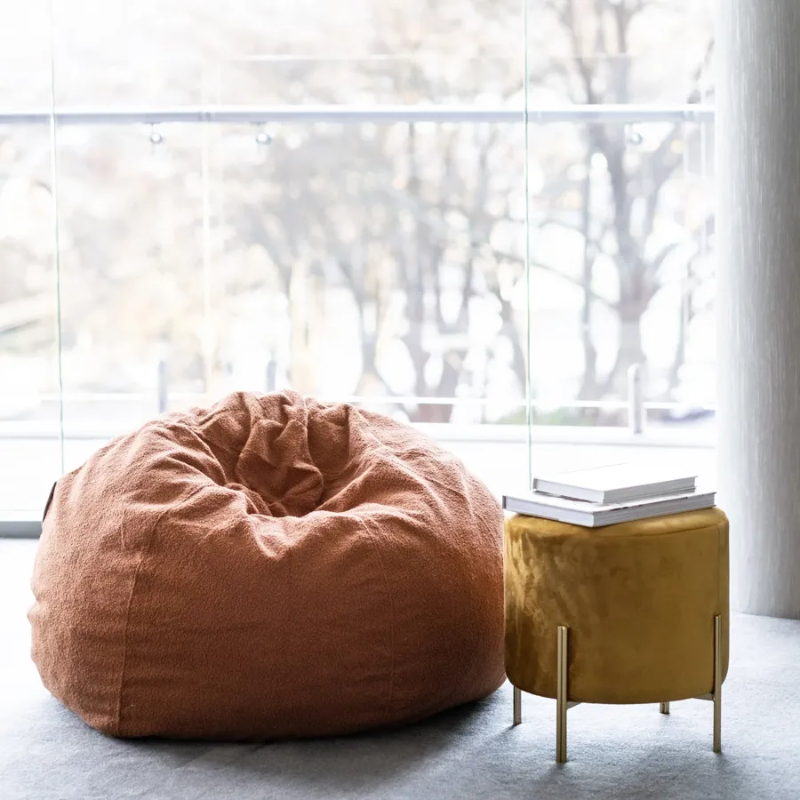 Boucle Fur Bean Bag - Rust