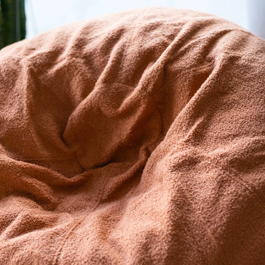 Boucle Fur Bean Bag - Rust