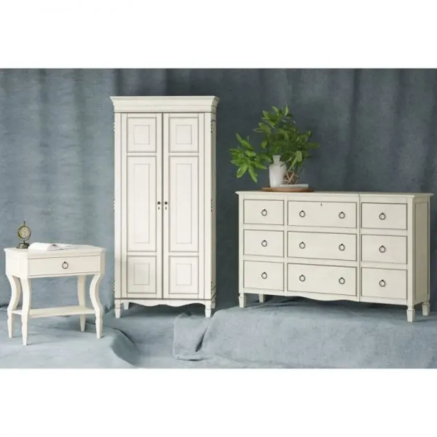 Juliet French Country Grey Wood 2 Door Wardrobe