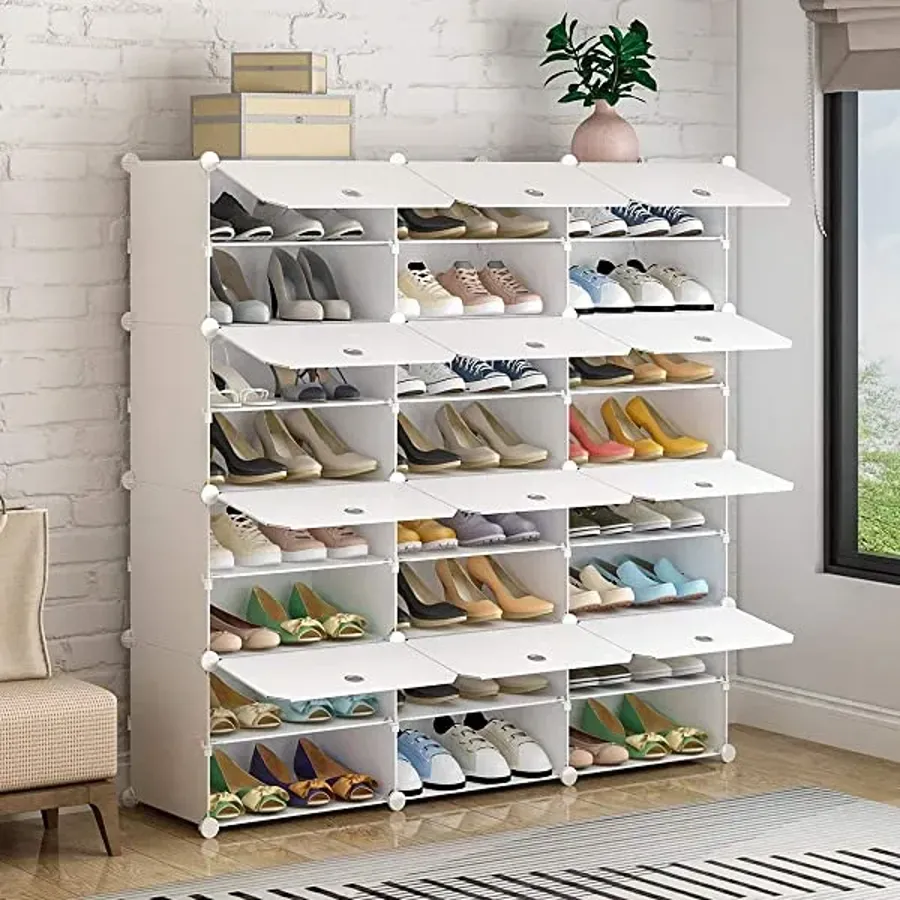 Portable Shoe Rack Organizer | 24 Pair Tower Shelf Storage Cabinet