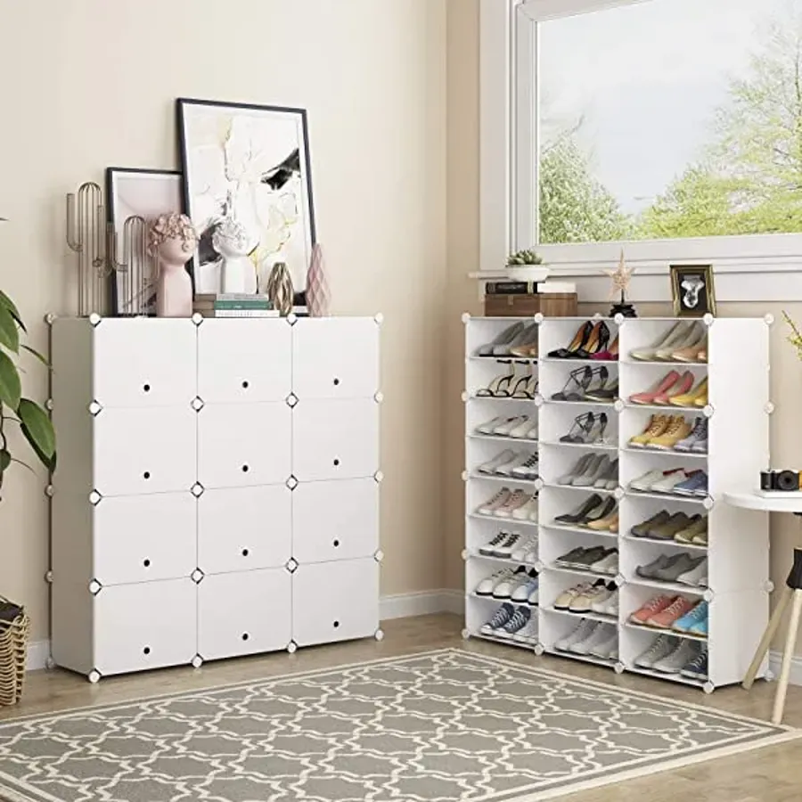 Portable Shoe Rack Organizer | 24 Pair Tower Shelf Storage Cabinet