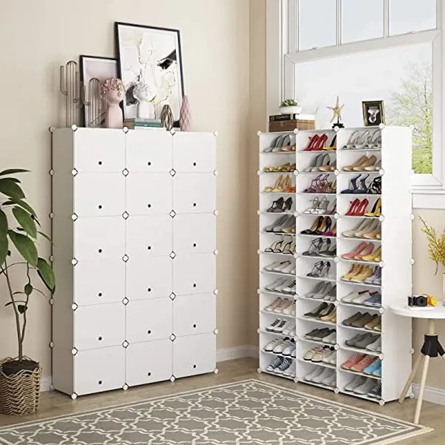 Portable Shoe Rack Organizer | 24 Pair Tower Shelf Storage Cabinet