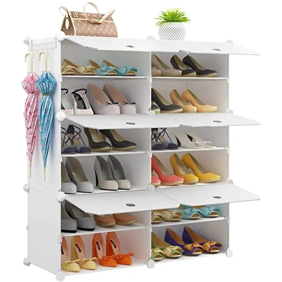 Portable Shoe Rack Organizer | 24 Pair Tower Shelf Storage Cabinet