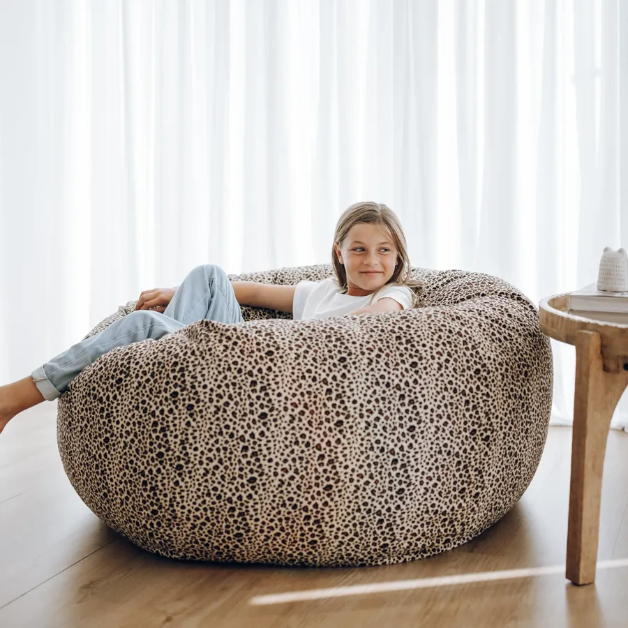 Pierre Fur Bean Bag - Leopard Print