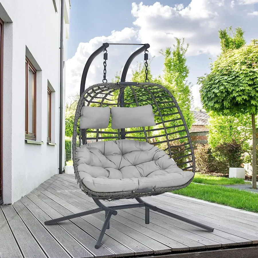 Double Swing Egg Chair with Stand