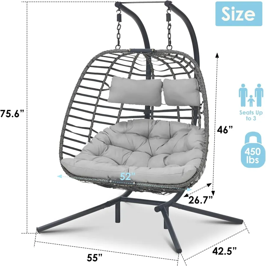 Double Swing Egg Chair with Stand