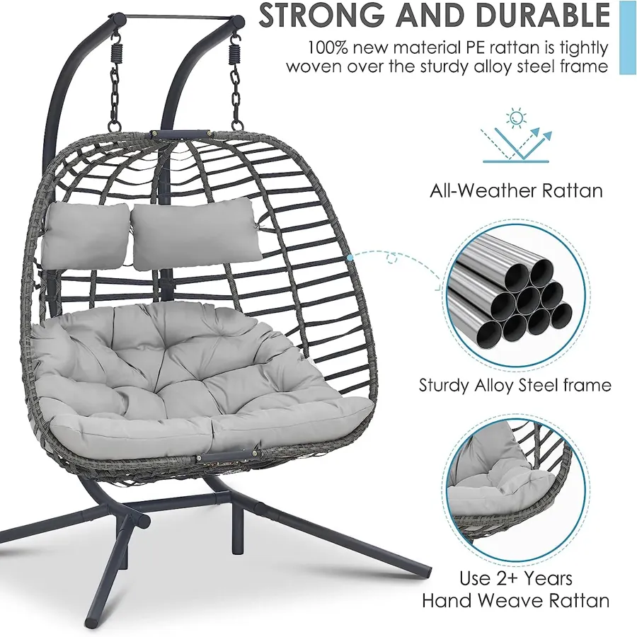 Double Swing Egg Chair with Stand