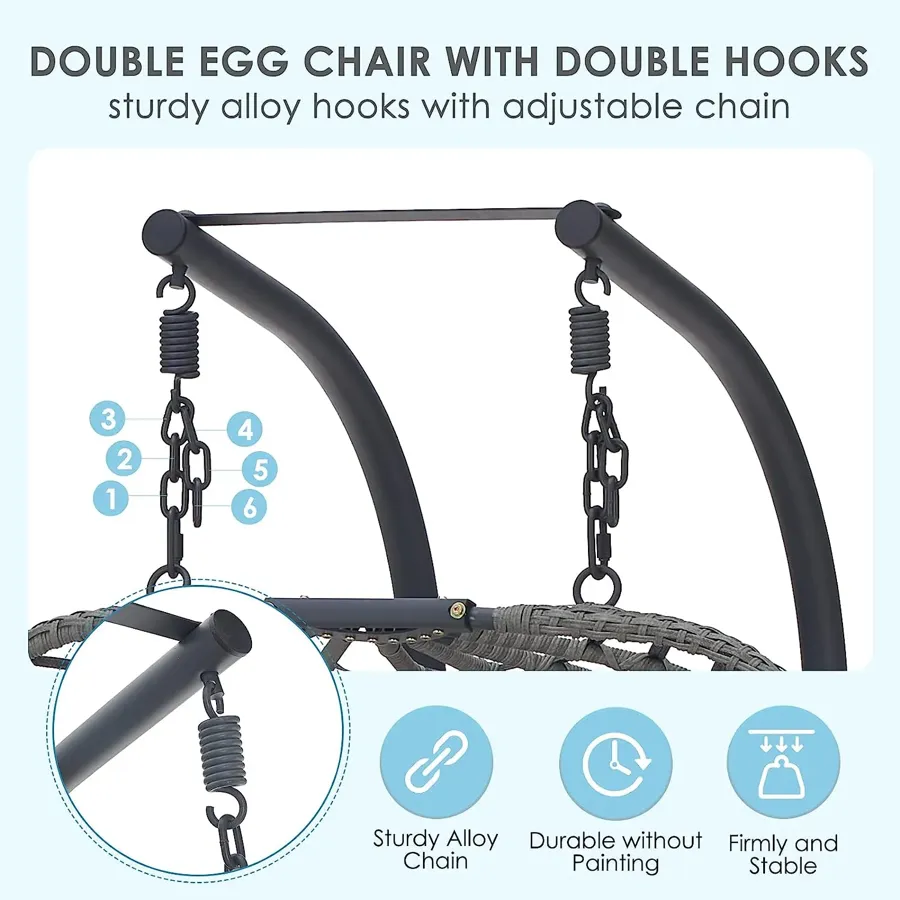 Double Swing Egg Chair with Stand