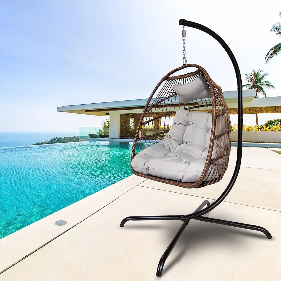 Hanging Egg Chair with Cushion and Pillow