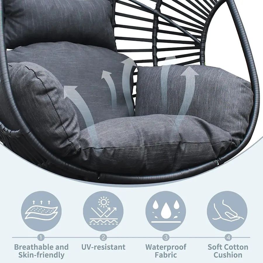 Hanging Egg Chair with Cushion and Pillow