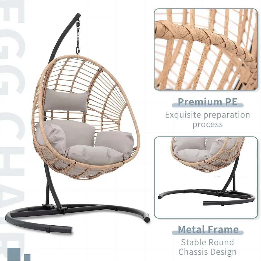 Hanging Egg Chair with Cushion and Pillow