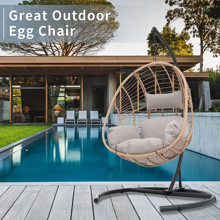 Hanging Egg Chair with Cushion and Pillow