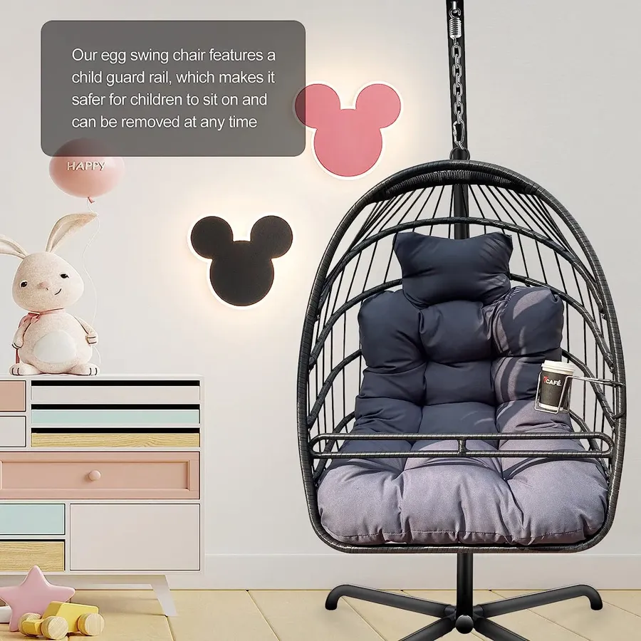 Hanging Egg Chair with Cushion and Pillow