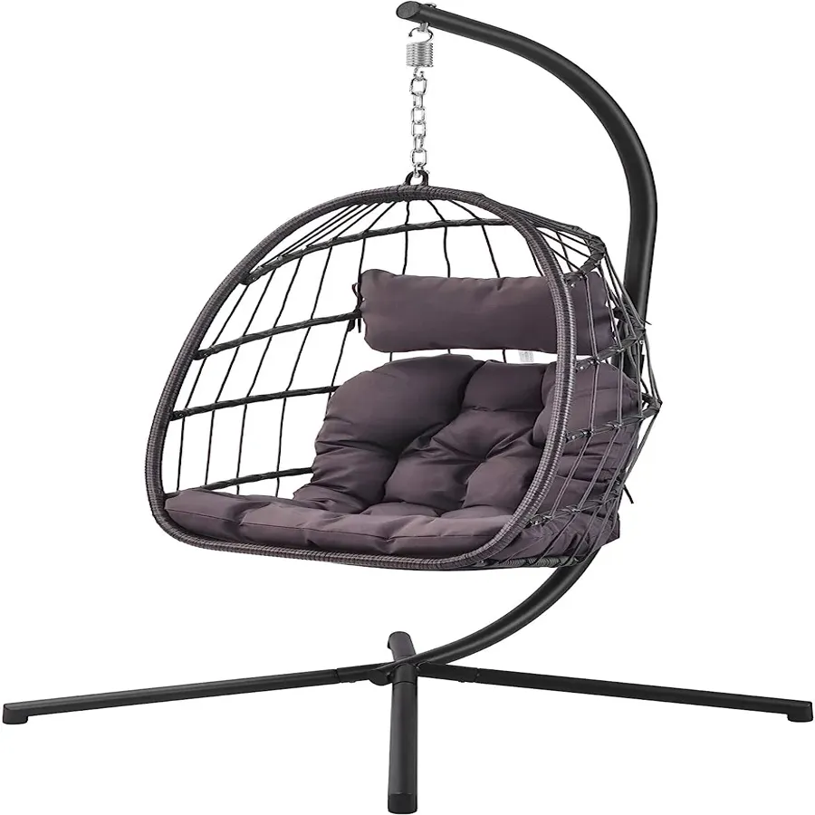 Patio Hanging Egg Chair with Stand Swing Chair