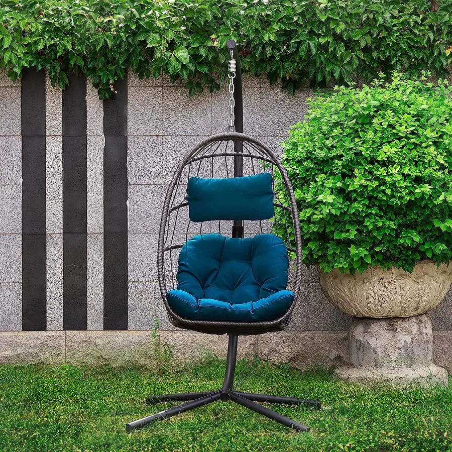 Patio Hanging Egg Chair with Stand Swing Chair