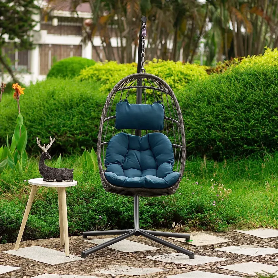 Patio Hanging Egg Chair with Stand Swing Chair