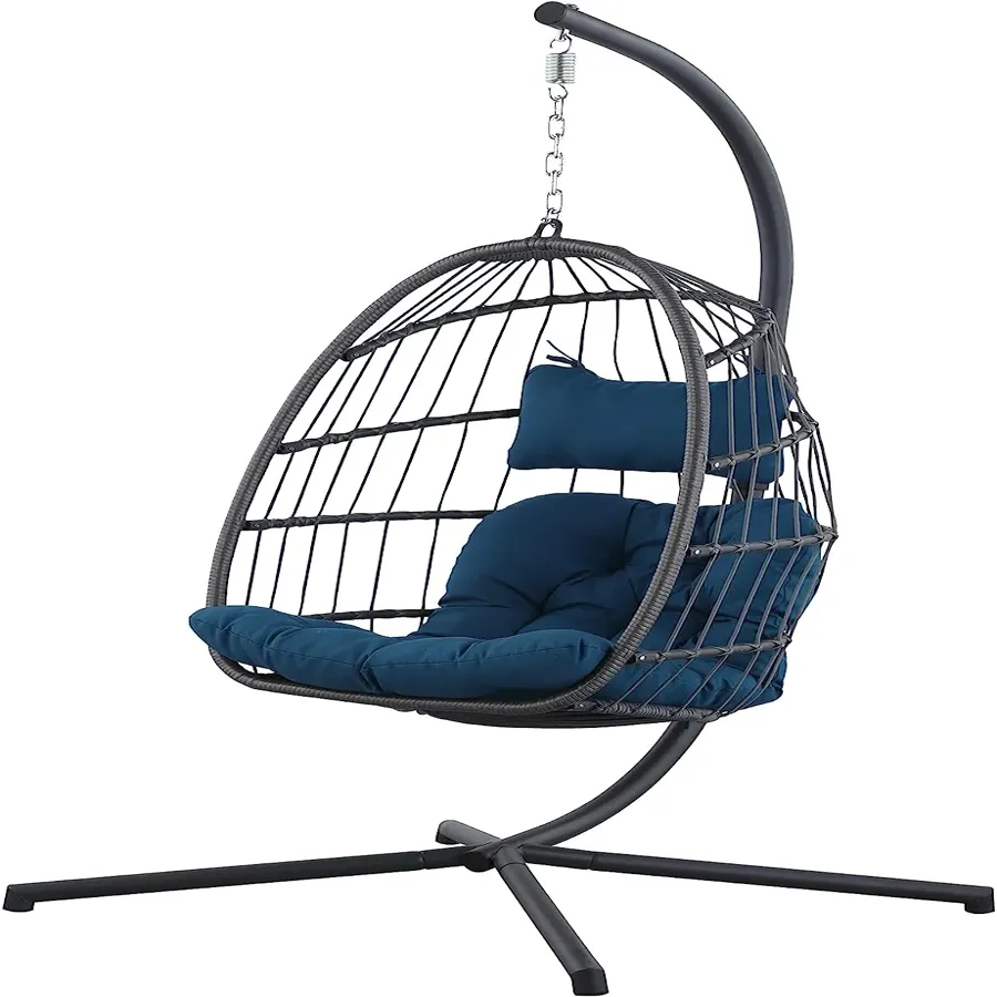 Patio Hanging Egg Chair with Stand Swing Chair