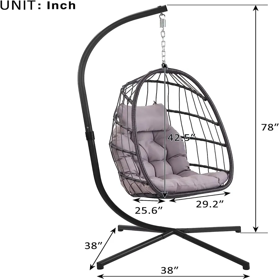 Patio Hanging Egg Chair with Stand Swing Chair