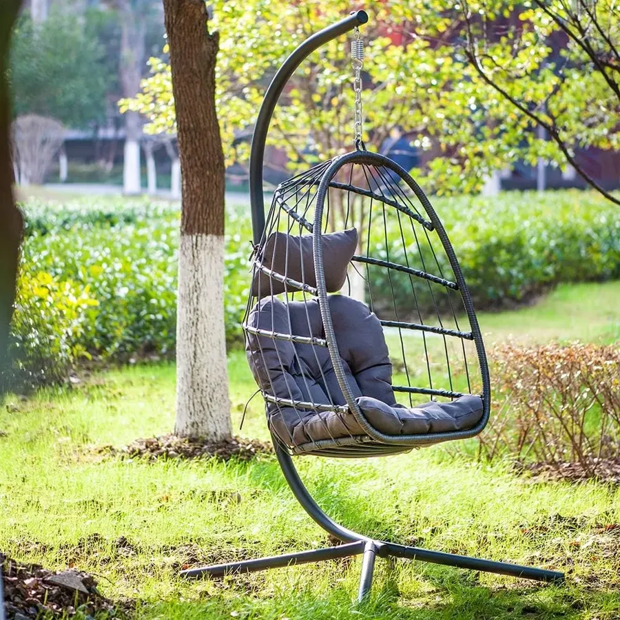 Patio Hanging Egg Chair with Stand Swing Chair