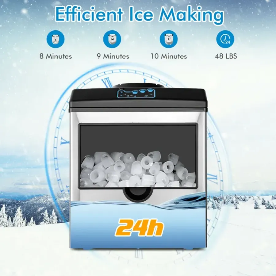 2-in-1 Stainless Steel Countertop Ice Maker