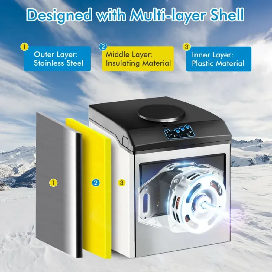 2-in-1 Stainless Steel Countertop Ice Maker