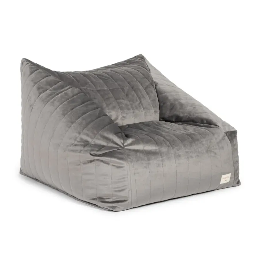 Velvet Beanbag in Slate Grey