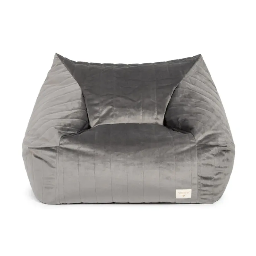 Velvet Beanbag in Slate Grey