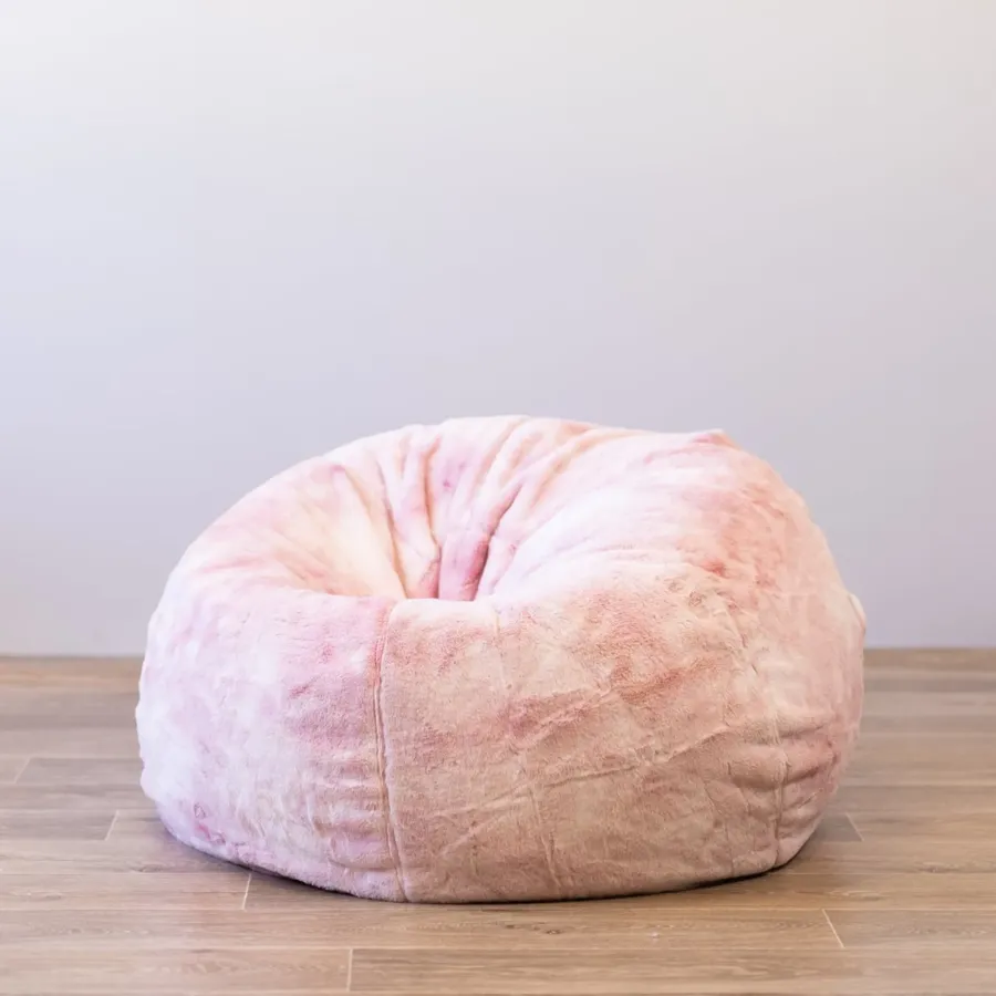 Plush Fur Bean Bag - Marble Pink Cloud