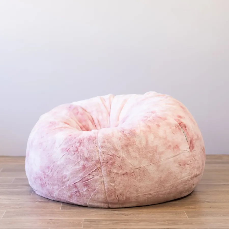 Plush Fur Bean Bag - Marble Pink Cloud