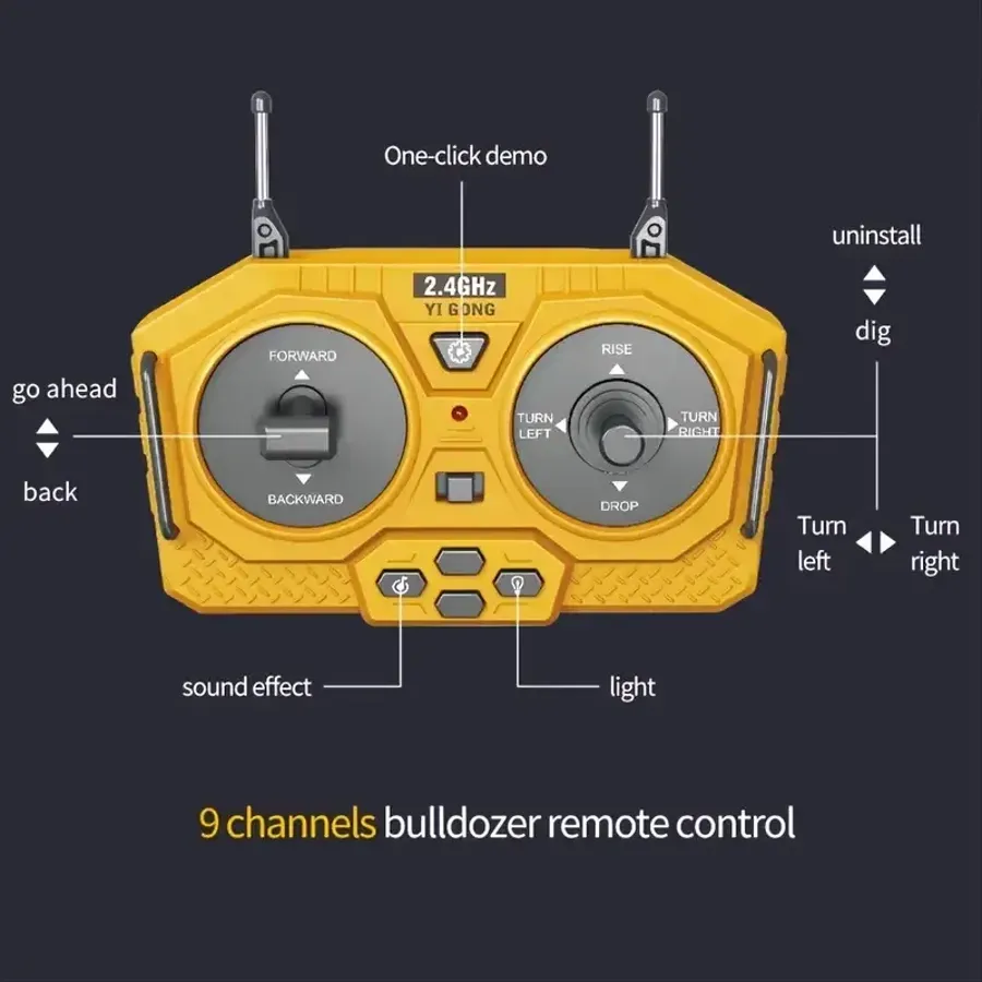 9-Channel High-Tech Remote Control Engineering Vehicle