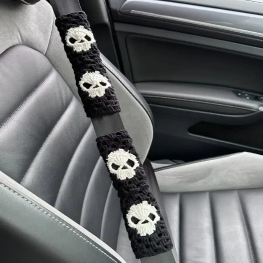 Black Skull Car Steering Wheel Cover