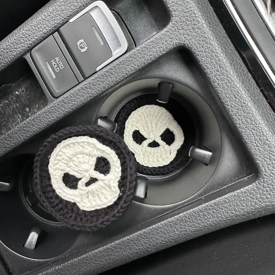 Black Skull Car Steering Wheel Cover